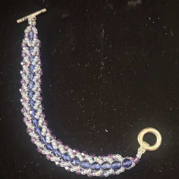 Elegant Purple and Silver braided design Beaded Bracelet